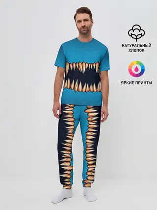 Мужская пижама с брюками / Зубастая коллекция