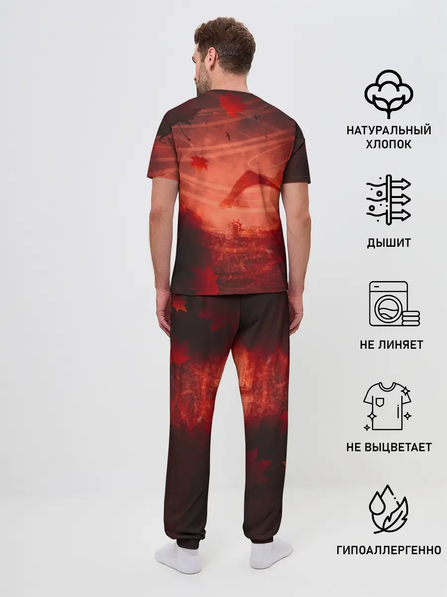 Мужская пижама с брюками / Кадзуха в кленовых листьях