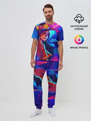 Мужская пижама с брюками / Неоновая ведьма