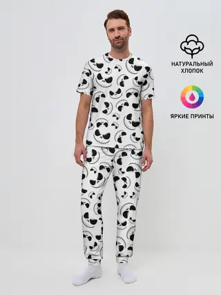 Мужская пижама с брюками / Джек Скеллингтон паттерн лицо