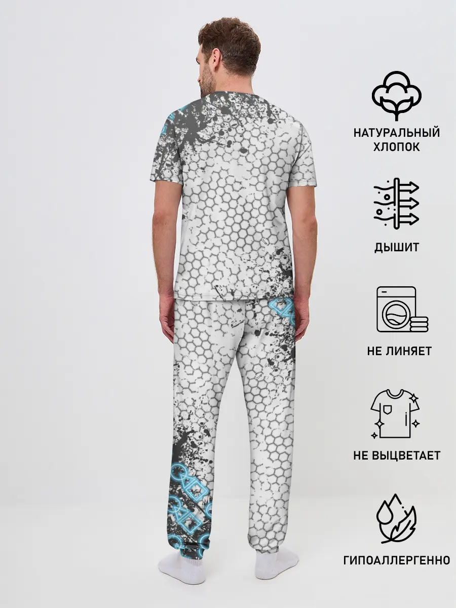 Мужская пижама с брюками / Игра в кальмара Неон