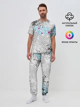 Мужская пижама с брюками / Игра в кальмара Неон