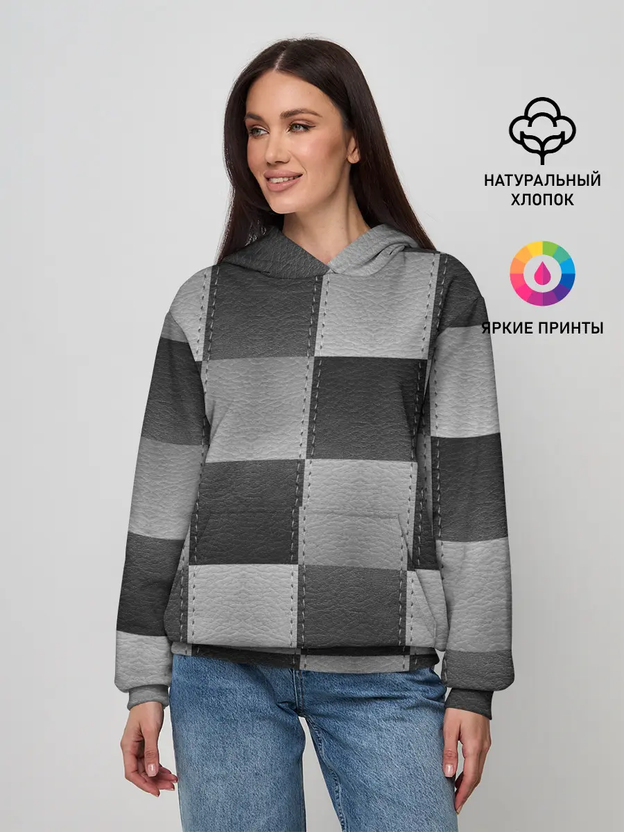 Женское худи / Пэчворк из Кожи