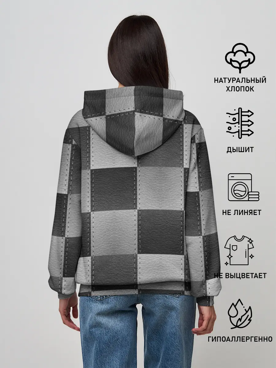 Женское худи / Пэчворк из Кожи