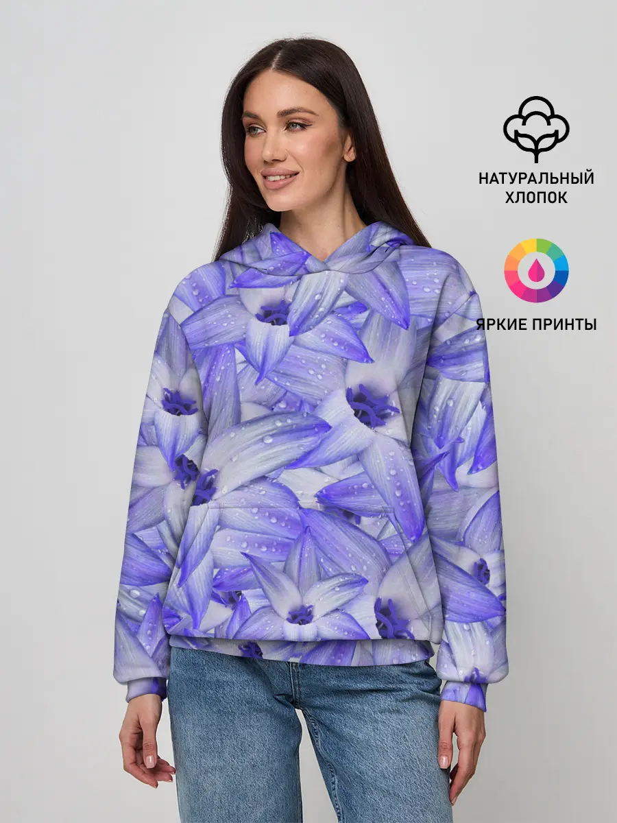 Женское худи / Синие Цветы