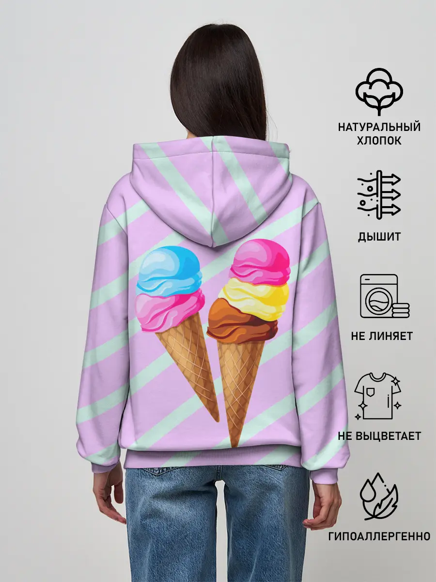 Женское худи / Мороженое графический фон