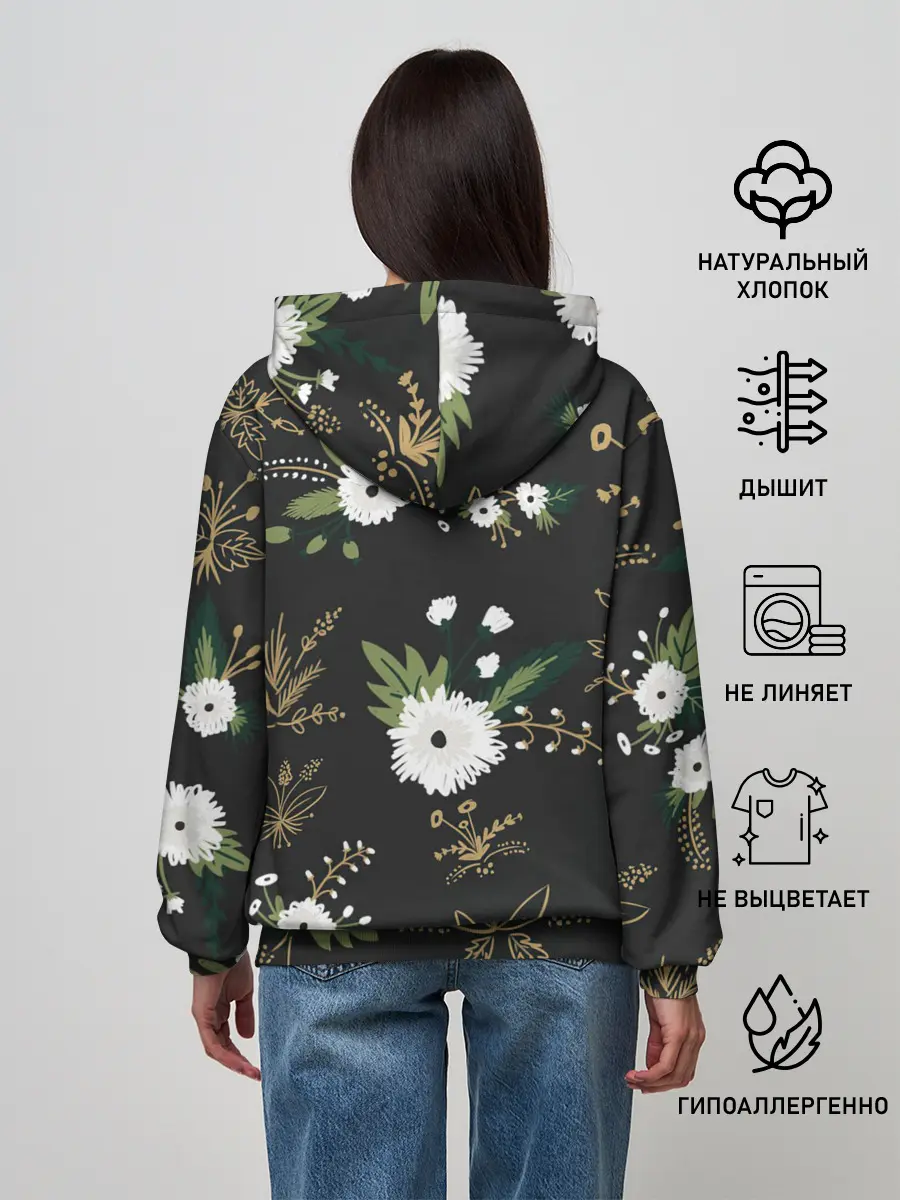 Женское худи / Белые хризантемы