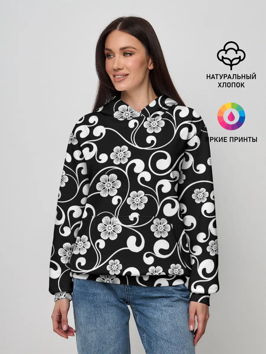 Женское худи / Векторные цветы