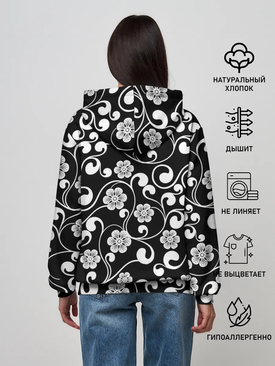 Женское худи / Векторные цветы