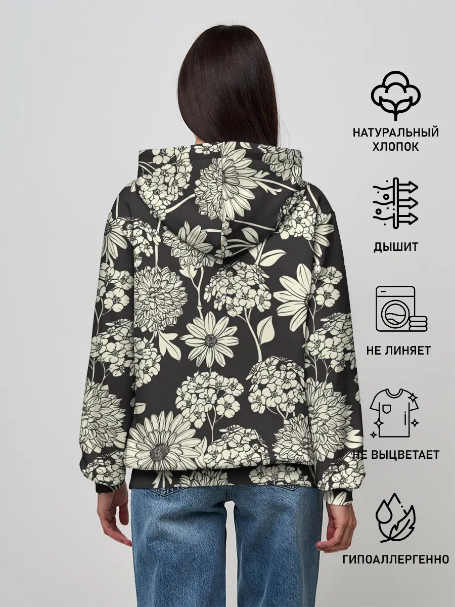 Женское худи / Белые цветы