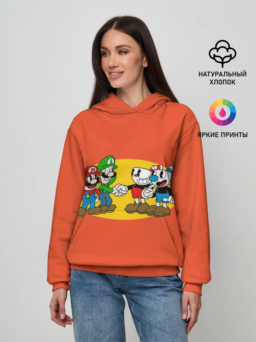 Женское худи / CupHead x Mario