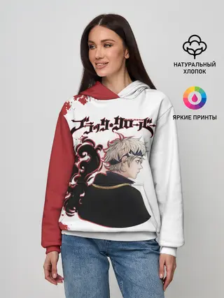Женское худи / Аста Чёрный клевер красный дым