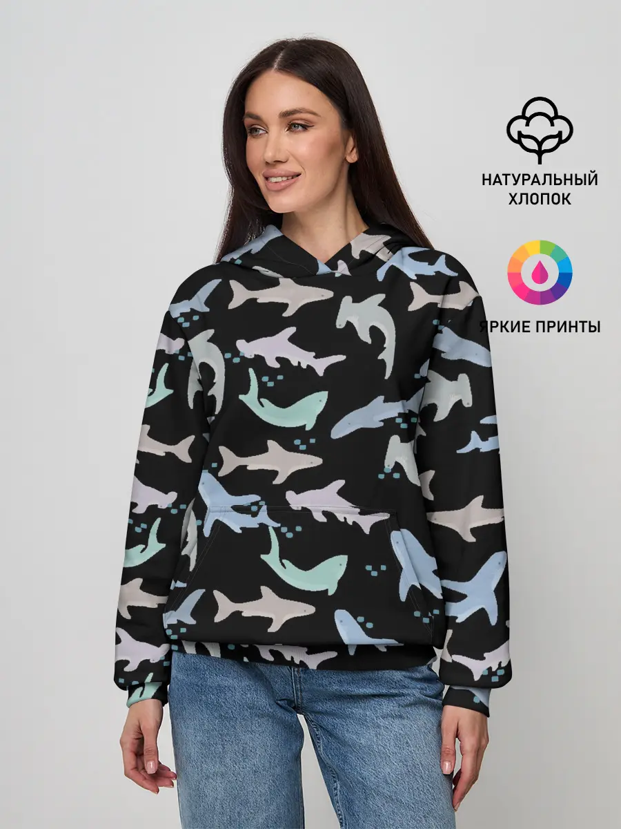Женское худи / Акулы разные