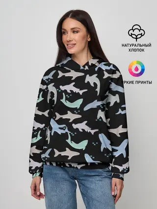 Женское худи / Акулы разные
