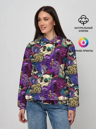 Женское худи / Психоделика - черепа и грибы