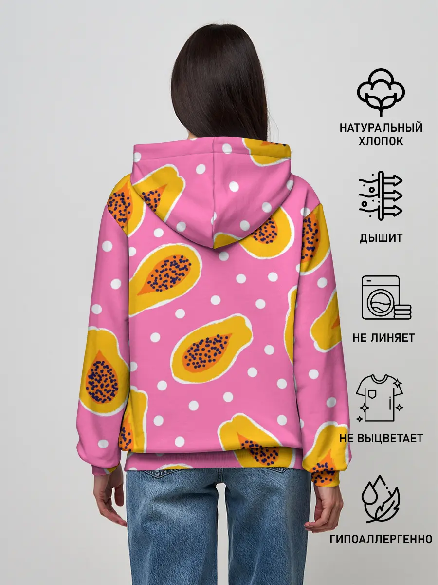 Женское худи / Папайя на розовом
