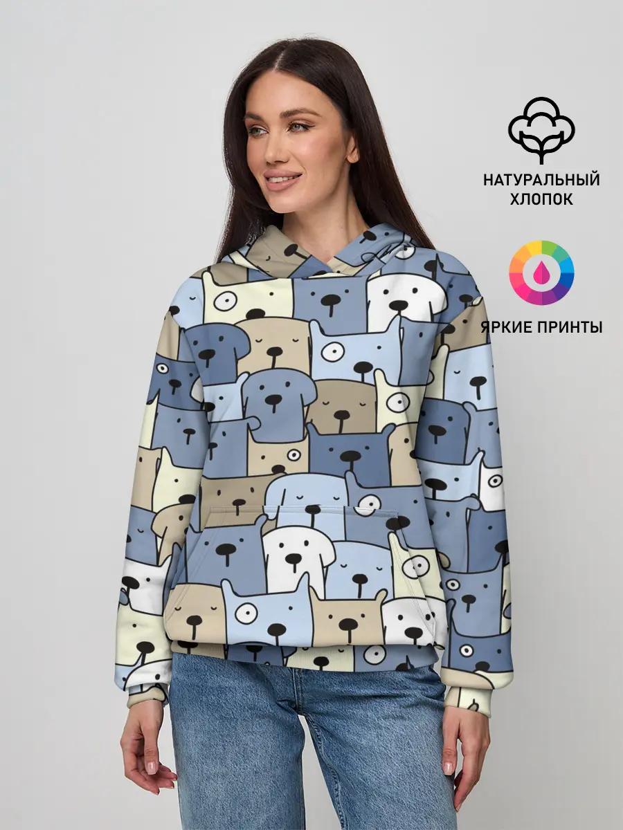 Женское худи / Собачки рисунок паттерном