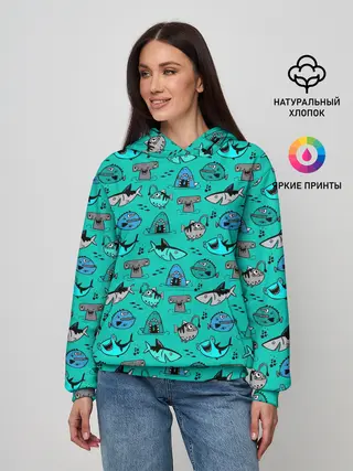 Женское худи / Морские рыбки
