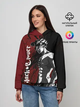 Женское худи / Мощный торс Аста Чёрный клевер