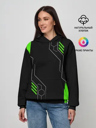 Женское худи / ФУТУРИСТИЧНАЯ БРОНЯ | ЗЕЛЕНАЯ