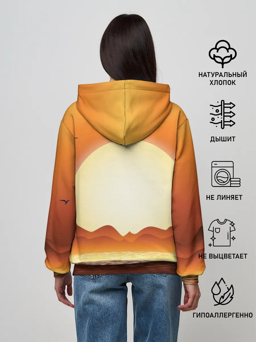 Женское худи / Кораблик на закате