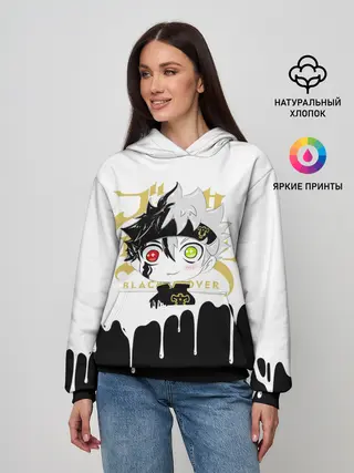 Женское худи / Черный Аста белая краска