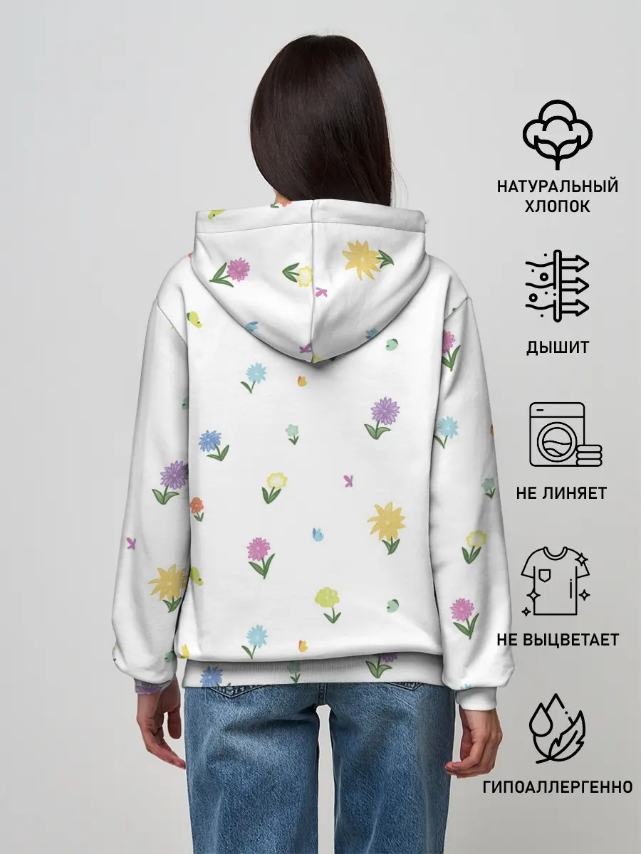 Женское худи / Цветы и бабочки