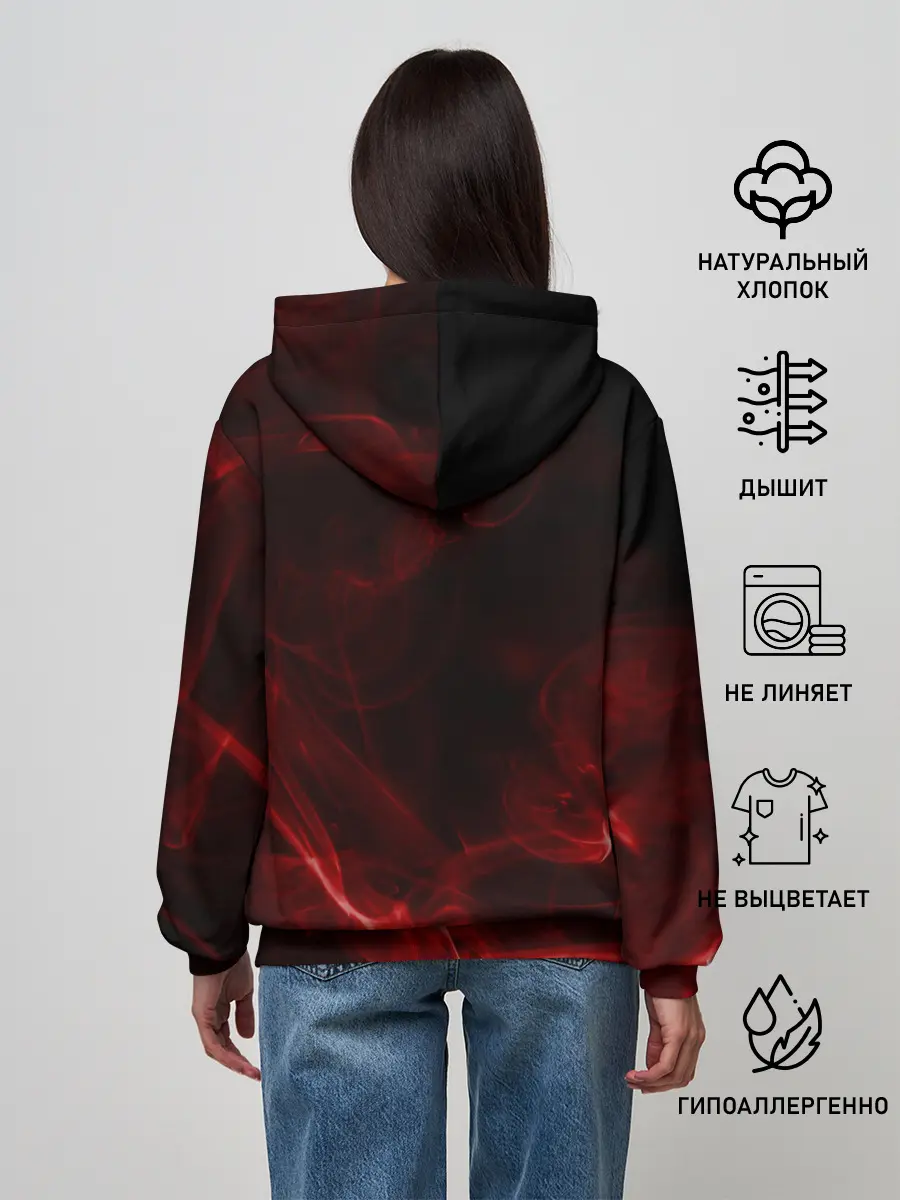Женское худи / Чёрный Аста красный дым