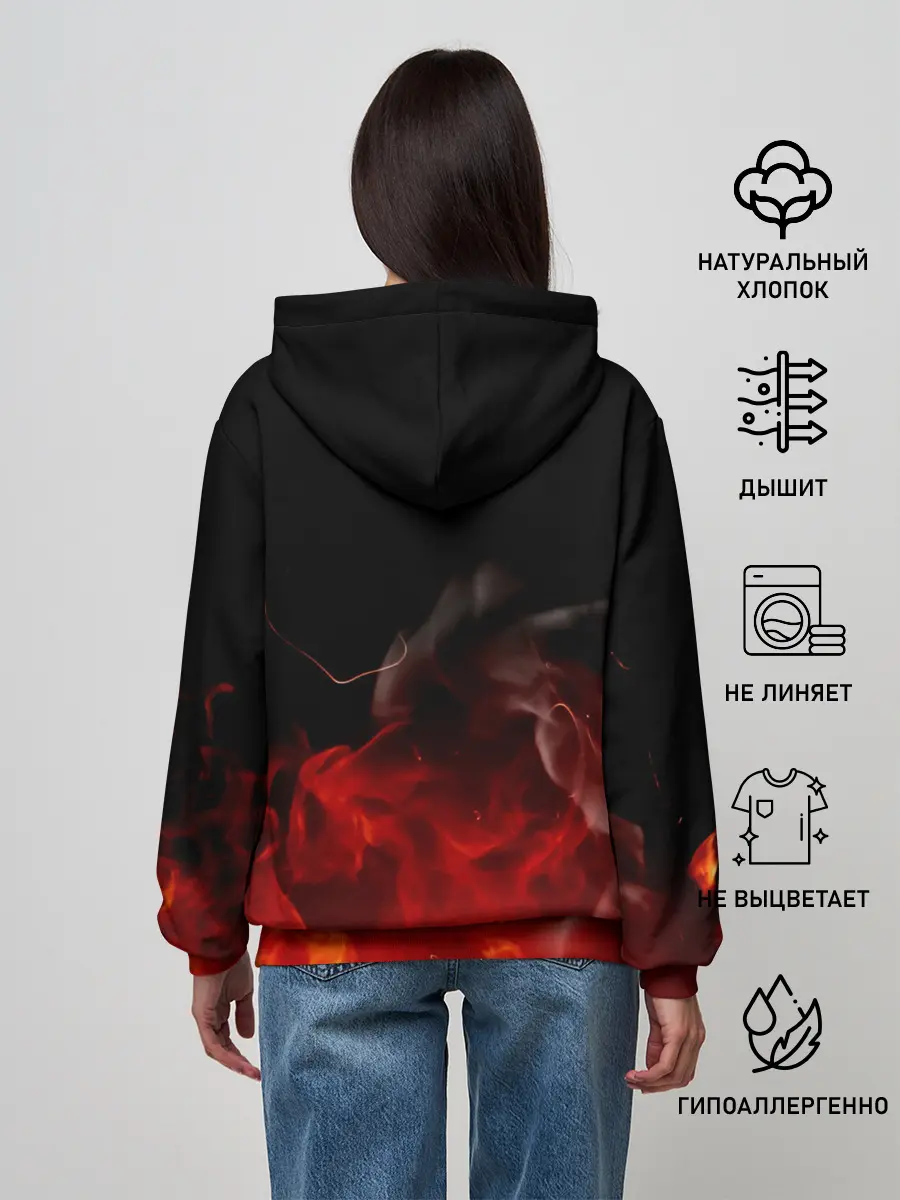 Женское худи / Аста в огне Чёрный клевер