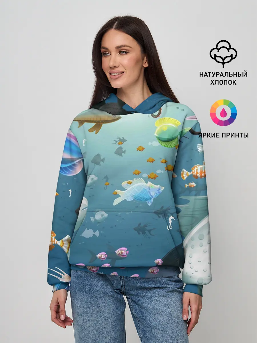 Женское худи / Мультяшные рыбки | Пляжная