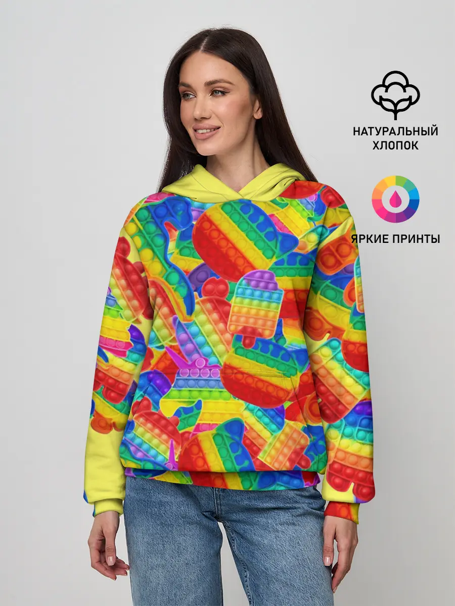 Женское худи / Разные Pop It масляная краска