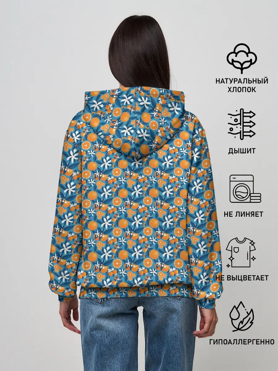 Женское худи / АПЕЛЬСИННЫЙ ПАТТЕРН | ФРУКТЫ