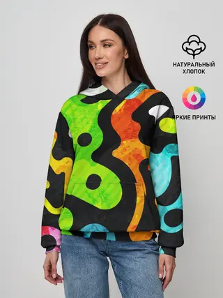 Женское худи / Разноцветные Кляксы Фигуры
