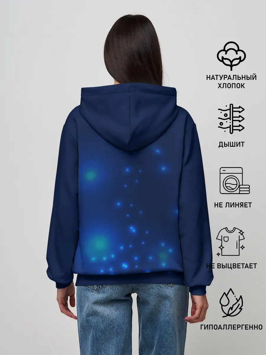 Женское худи / Медуза на синем