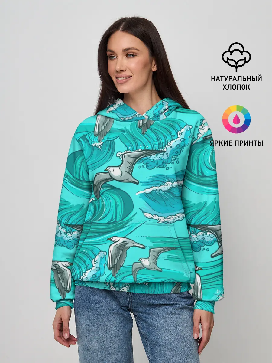 Женское худи / Чайки в море