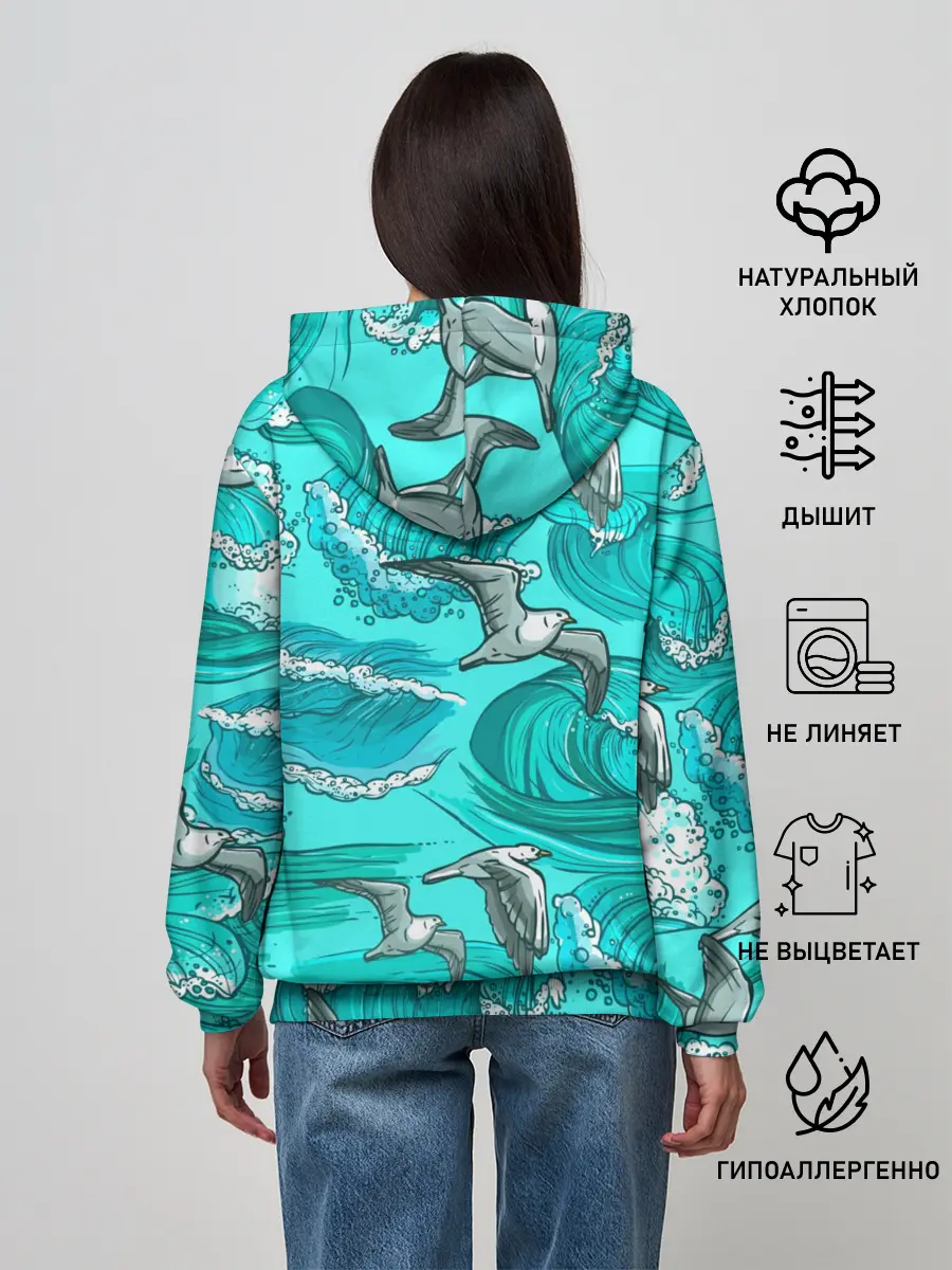 Женское худи / Чайки в море