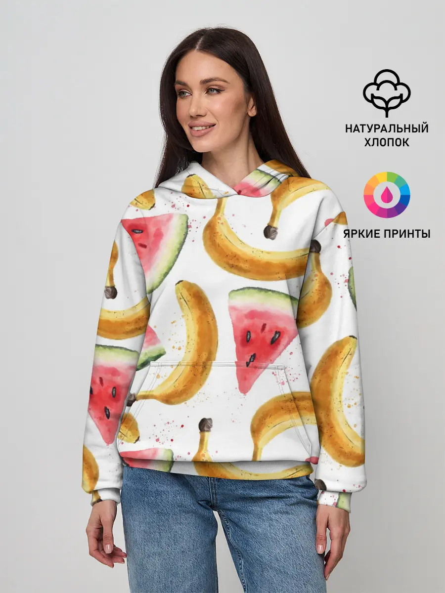 Женское худи / Летний фреш арбуз банан