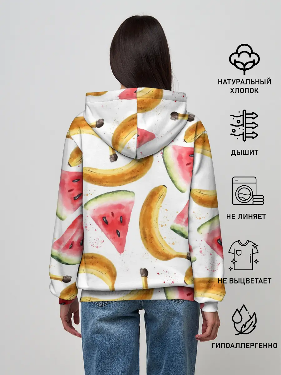 Женское худи / Летний фреш арбуз банан
