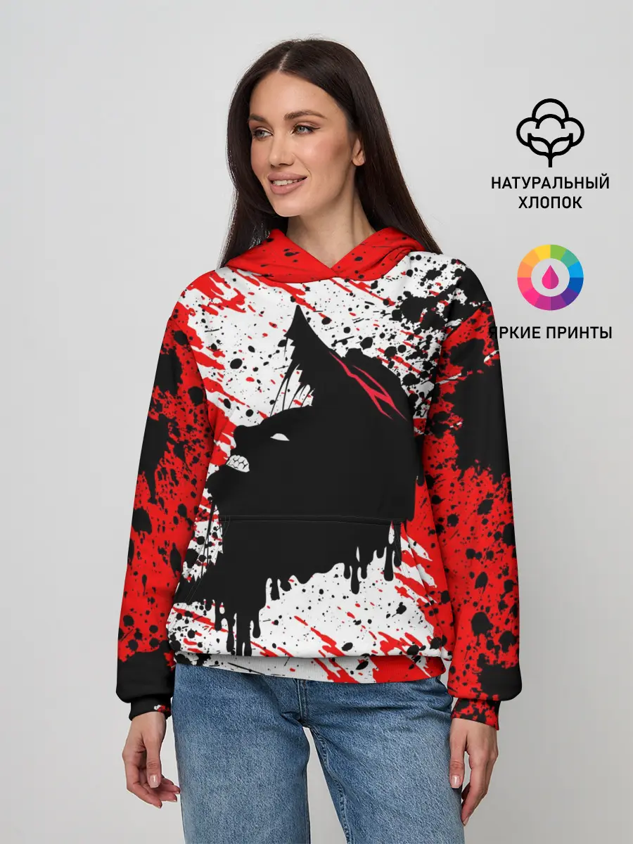 Женское худи / БЕРСЕРК краска брызги
