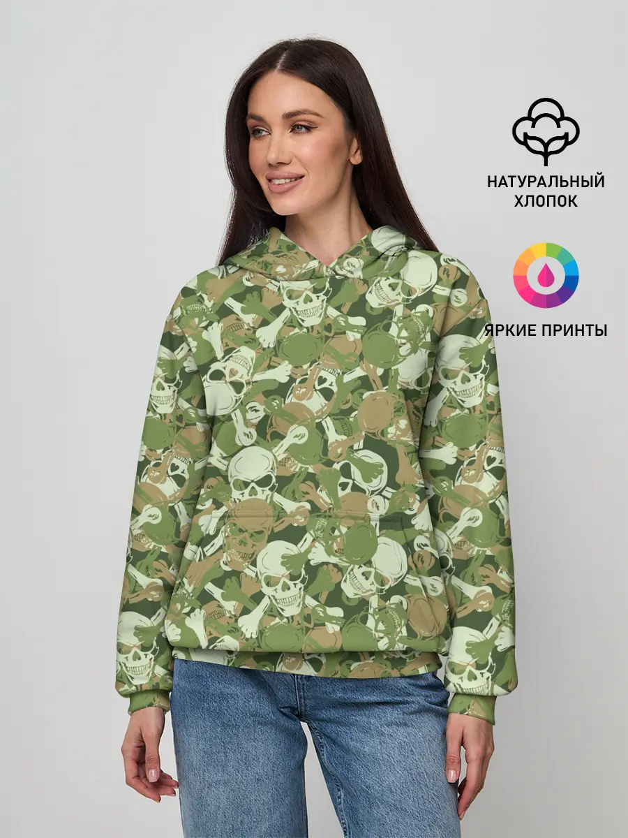 Женское худи / Камуфляж из черепов