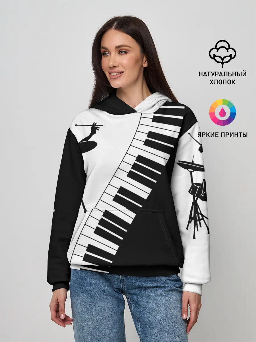 Женское худи / Черно Белое пианино