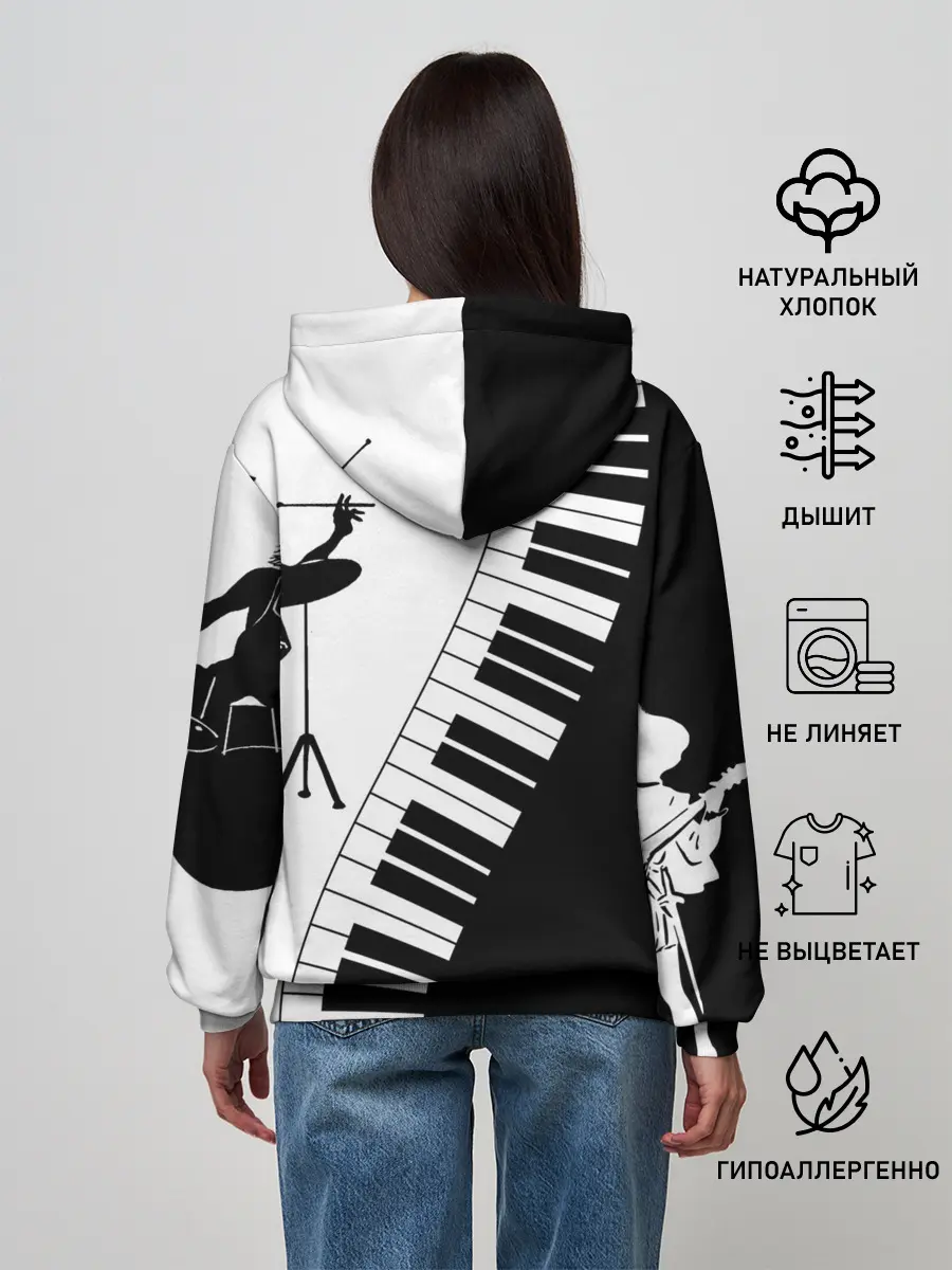Женское худи / Черно Белое пианино