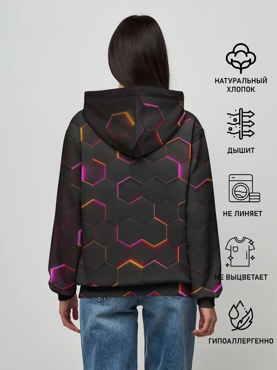 Женское худи / НЕОН СОТЫ 3D