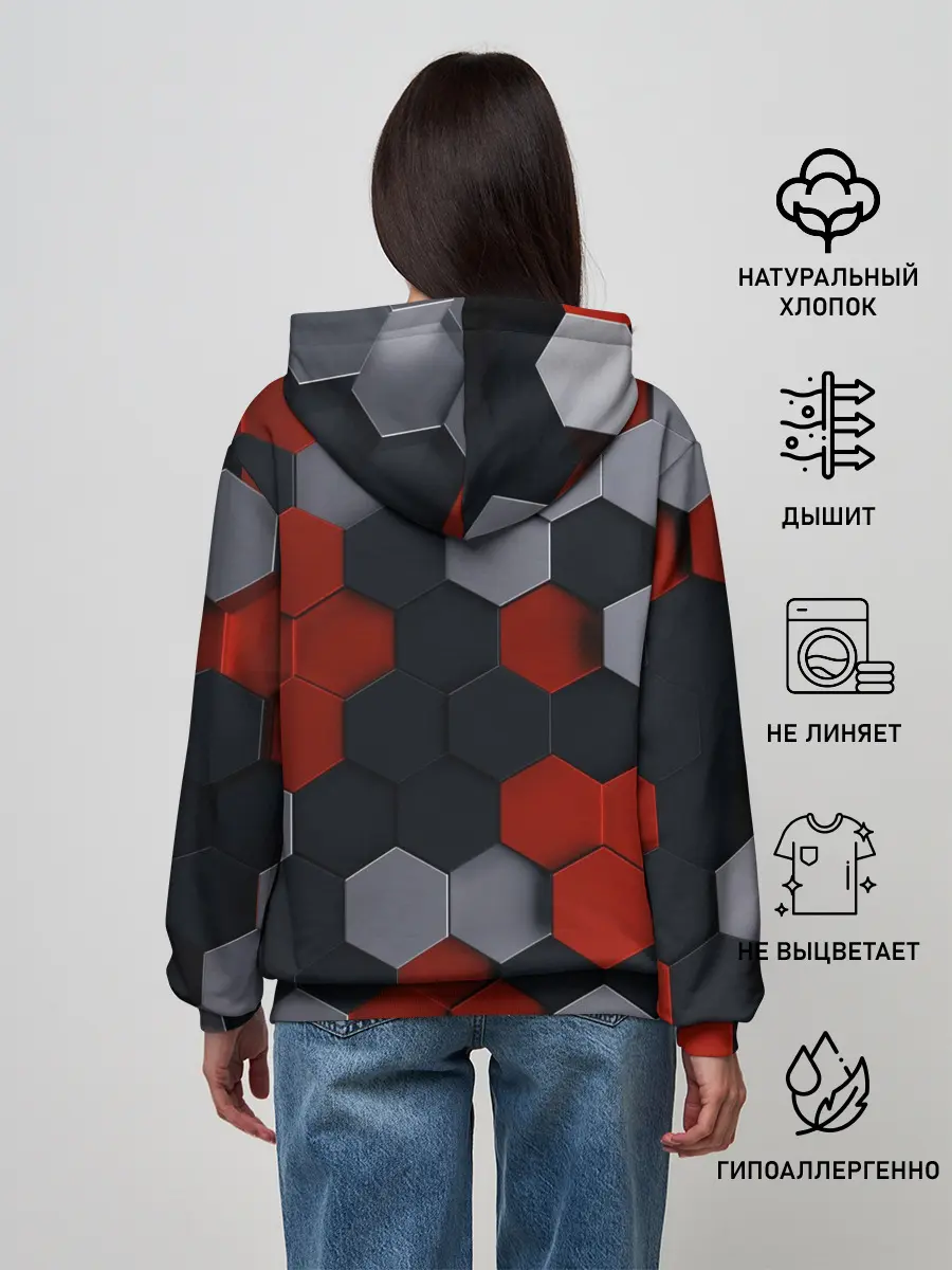 Женское худи / РАЗНОЦВЕТНЫЕ СОТЫ 3D