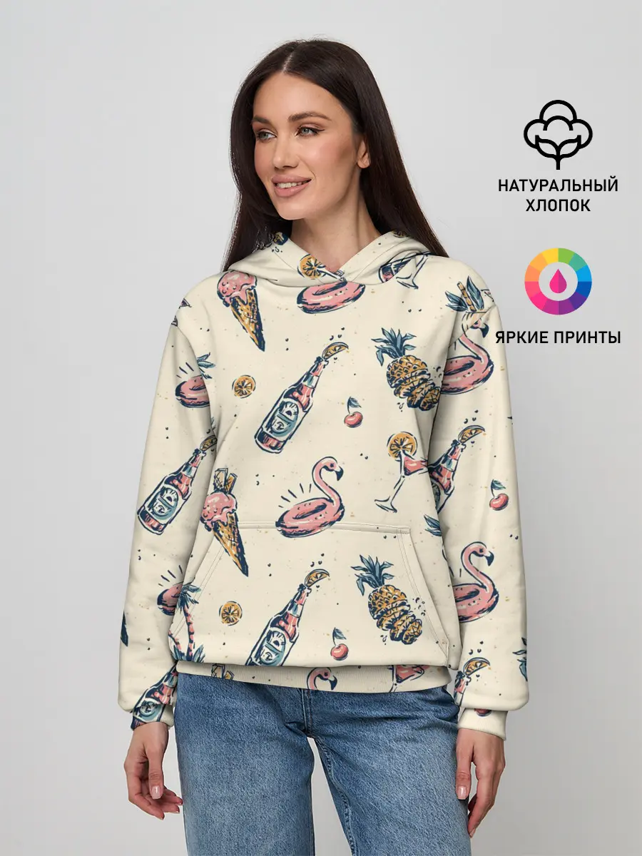 Женское худи / Винтажный Гавайский Рисунок