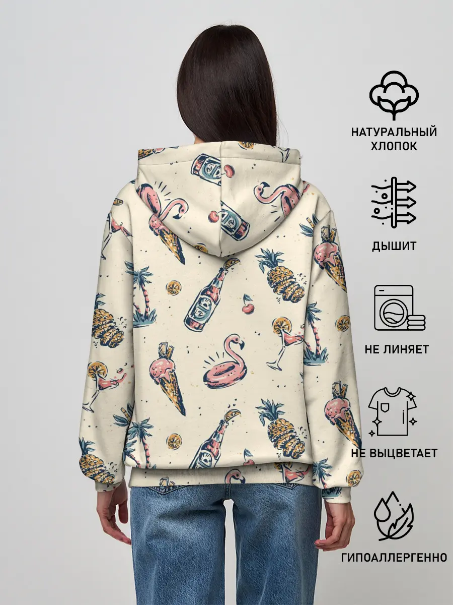 Женское худи / Винтажный Гавайский Рисунок