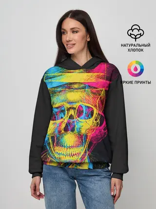 Женское худи / Череп-анаглиф