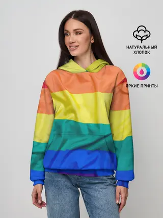 Женское худи / Радуга - мятая ткань полотно