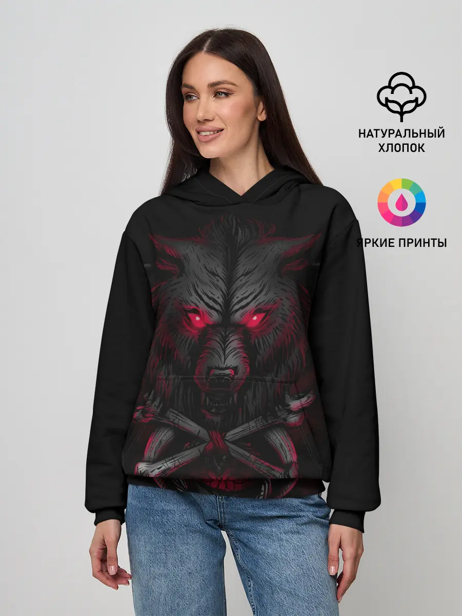 Женское худи / Волк 3D