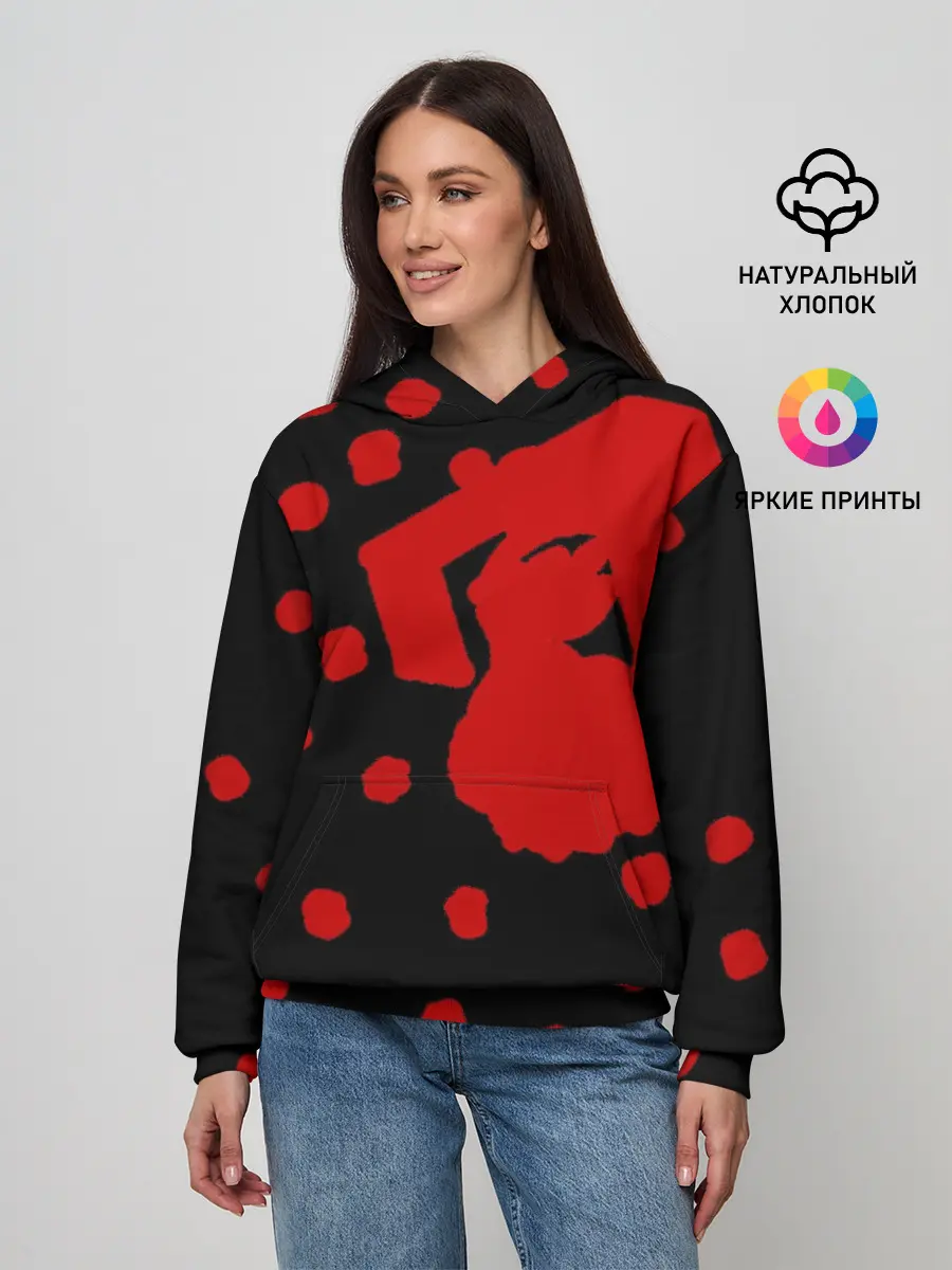 Женское худи / Japanese characters and a face